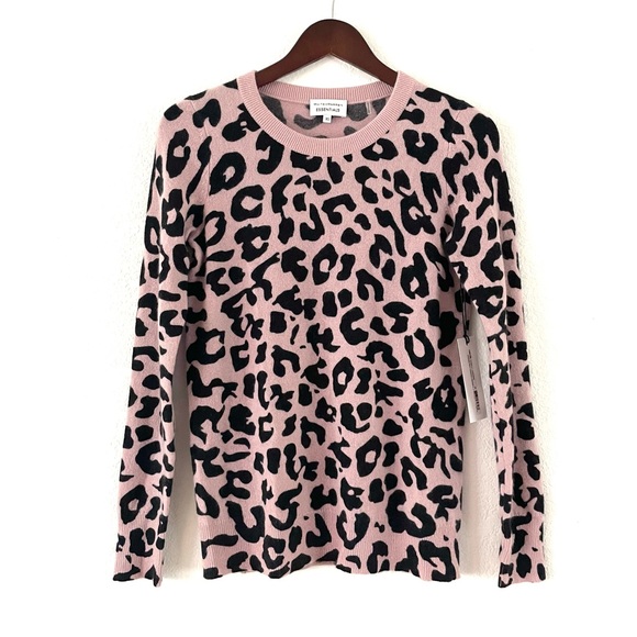NWT White + Warren Cashmere Sweater Leopard - Picture 9 of 16